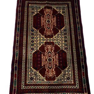 New Oriental Brown Beige Handknotted 5x3 Afghani Baloch 90 KPSI 100% Wool Rug
